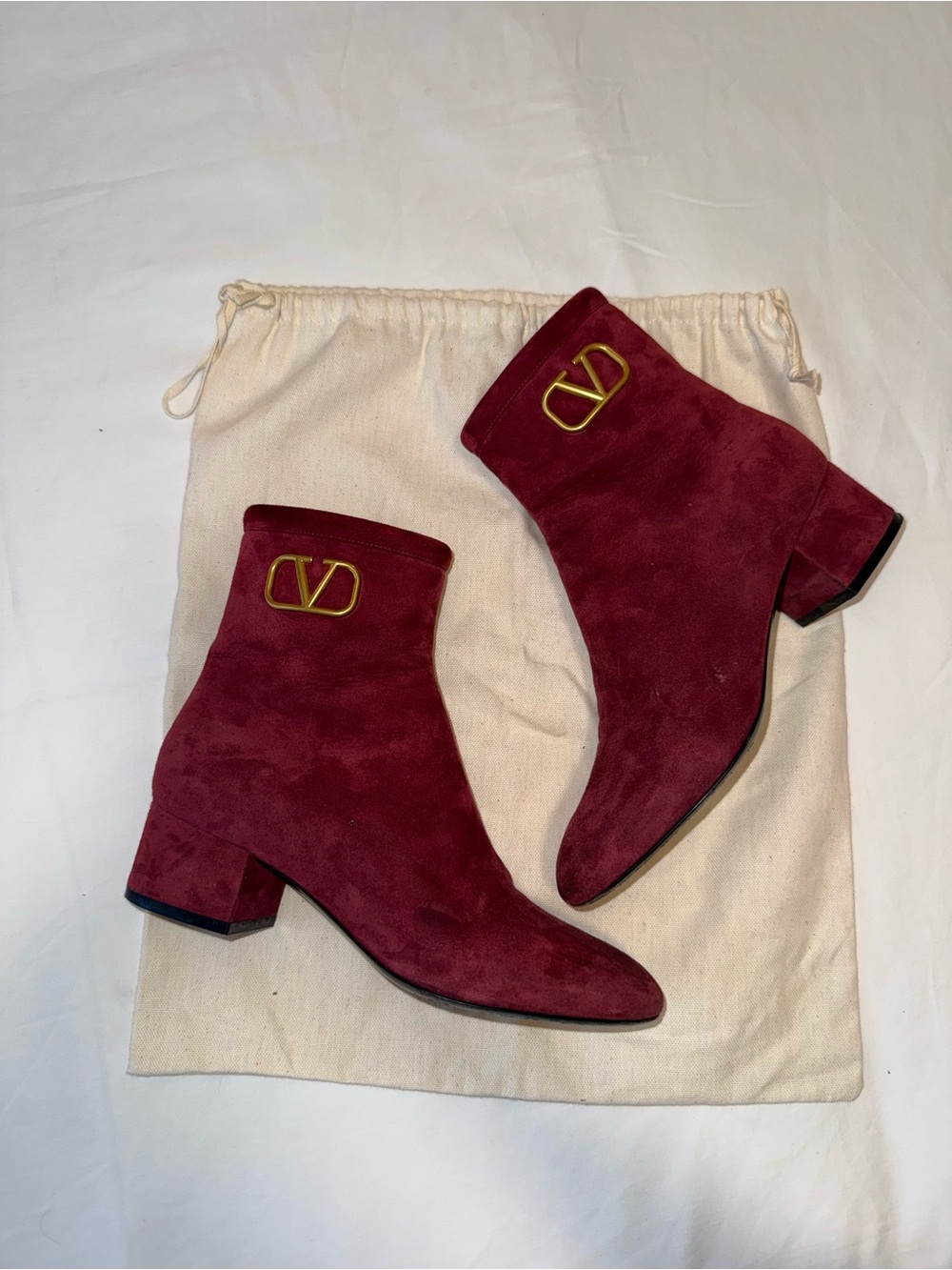 Valentino Garavani Suede Ankle Boots in Red